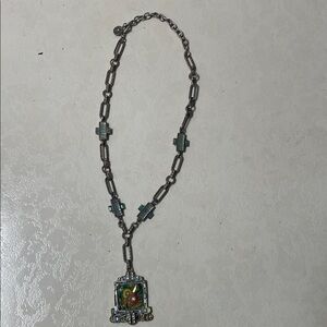 Sweet Romance Silver-Tone Necklace with Multicolor Glass Pendant